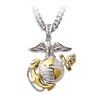 The Bradford Exchange USMC Strong Necklace: 24K Gold Accents And Sculpted Emblem