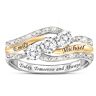 The Bradford Exchange Today & Always Women's Personalized Sterling Silver Ring Featuring Over 1.5 Carats Of White Topaz & 2 Dozen Diamonds & Adorned W