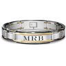 The Bradford Exchange The Strength Of My Son Personalized Stainless Steel Bracelet Featuring 24K Gold-Plated Accents With A Finely Etched Sentiment On