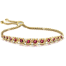 The Bradford Exchange A Dozen Rubies Of Love Personalized 18K Gold-Plated Bolo Bracelet Featuring 12 Lab Grown Rubies Set In Hearts And Adorned With 2