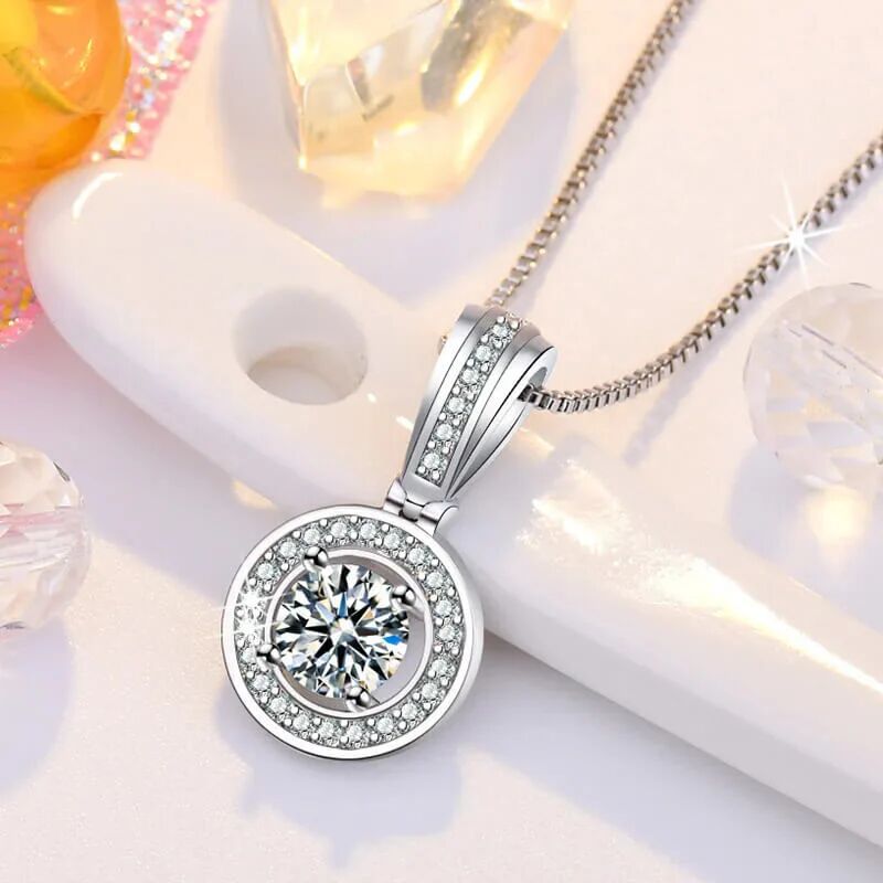 Mounteen Beautiful Large Gemstone Pendant Necklace Cubic Zirconia 925 Sterling Silver