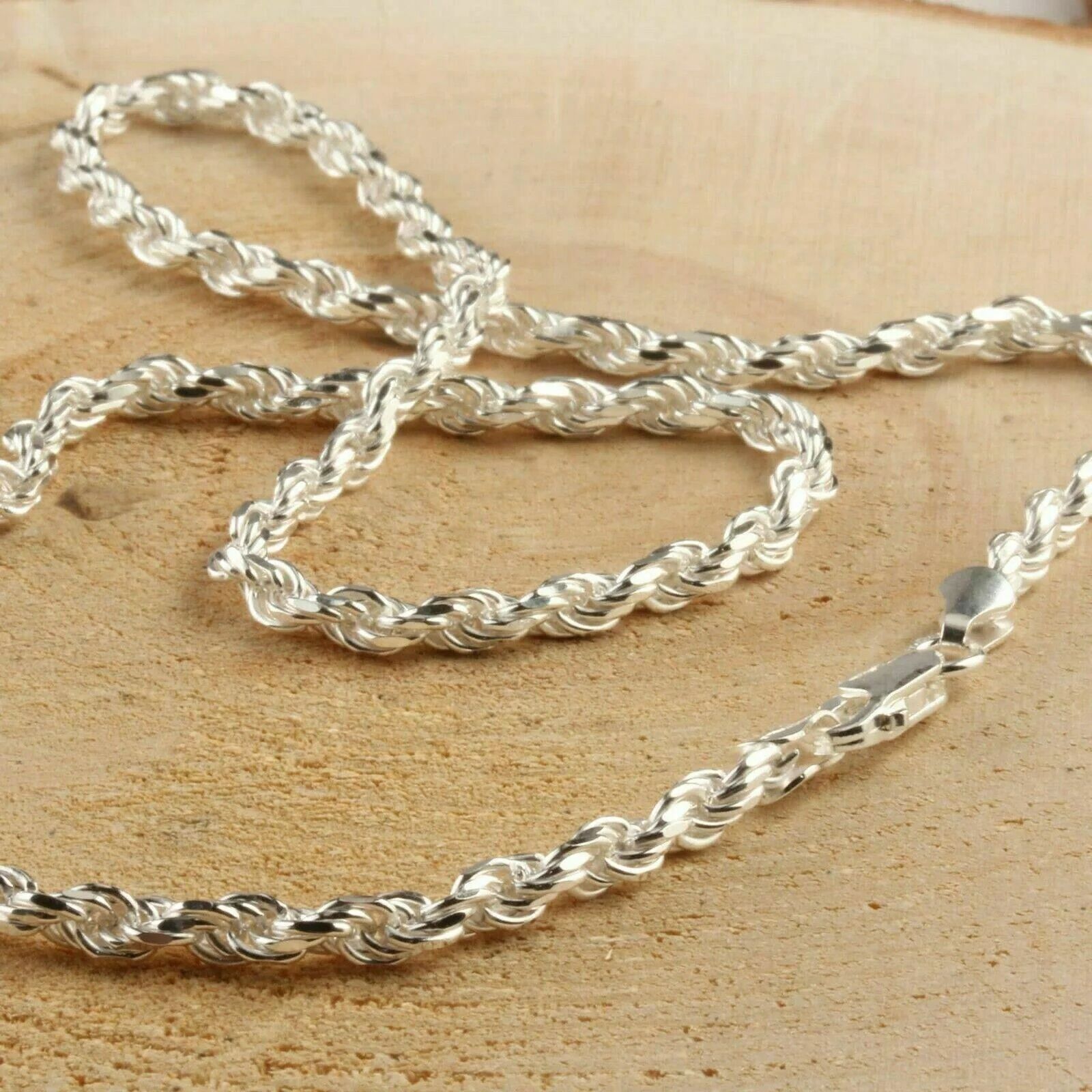 DailySale 925 Sterling Silver Diamond-Cut Rope Chain 3.5MM