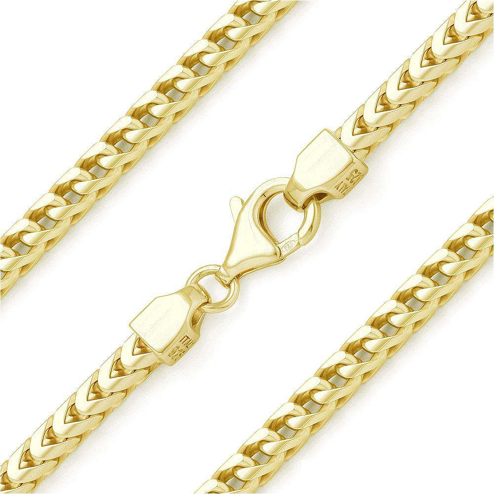 DailySale 925 Sterling Silver Over 14k Yellow Gold 3mm Franco Chain