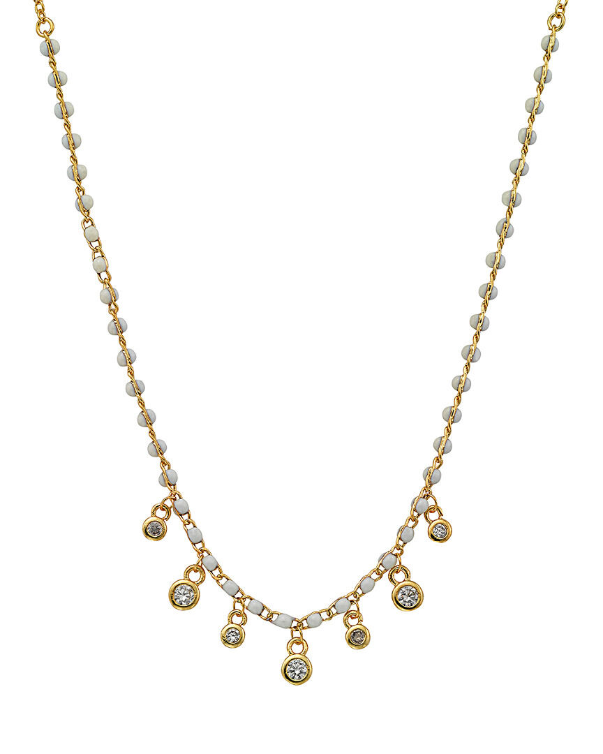 Little Miss Twin Stars String Of Beads 14K Enamel Necklace NoColor 14" + 2"