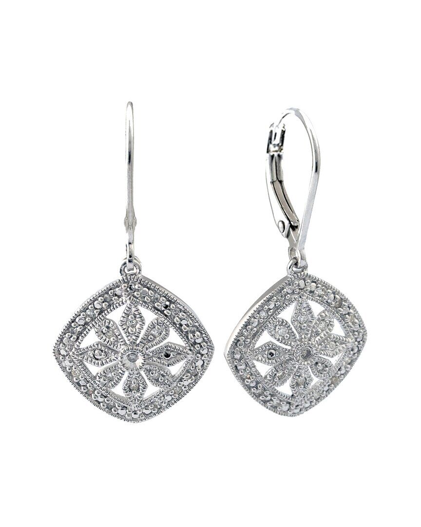 Diamond Select Cuts Silver 0.11 ct. tw. Diamond Antique Lock Earrings NoColor NoSize