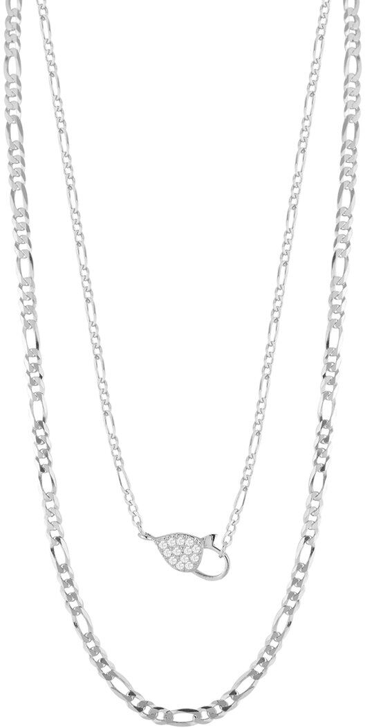 Glaze Jewelry Silver CZ Figaro Chain Necklace Set NoColor NoSize