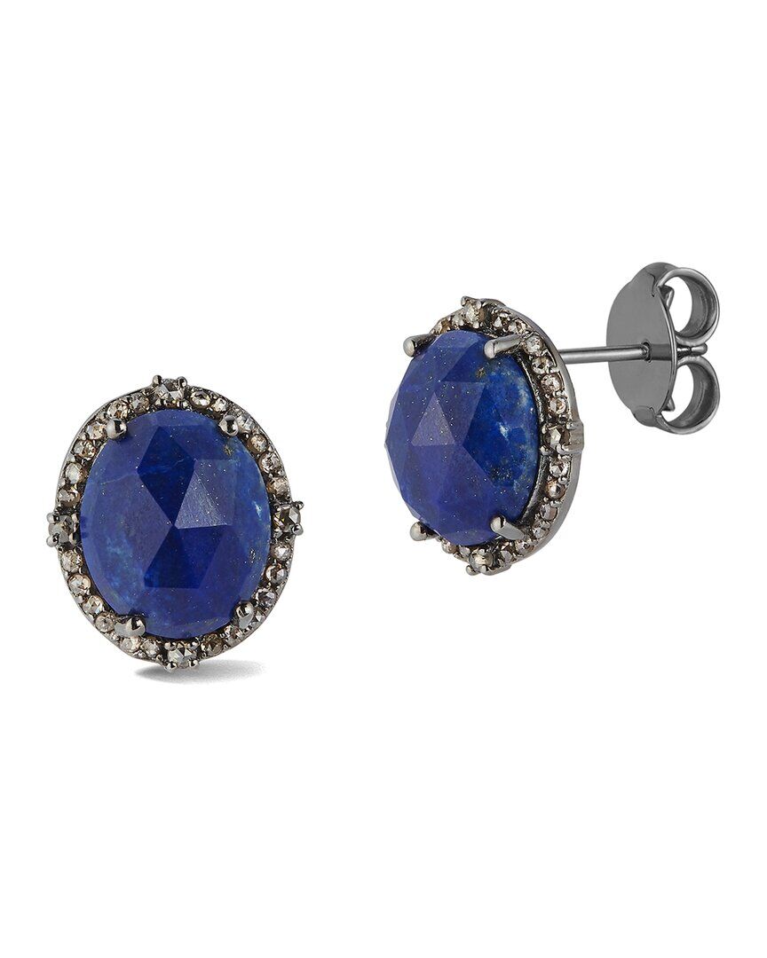 Banji Jewelry Silver 9.60 ct. tw. Diamond & Lapis Lazuli Studs NoColor NoSize