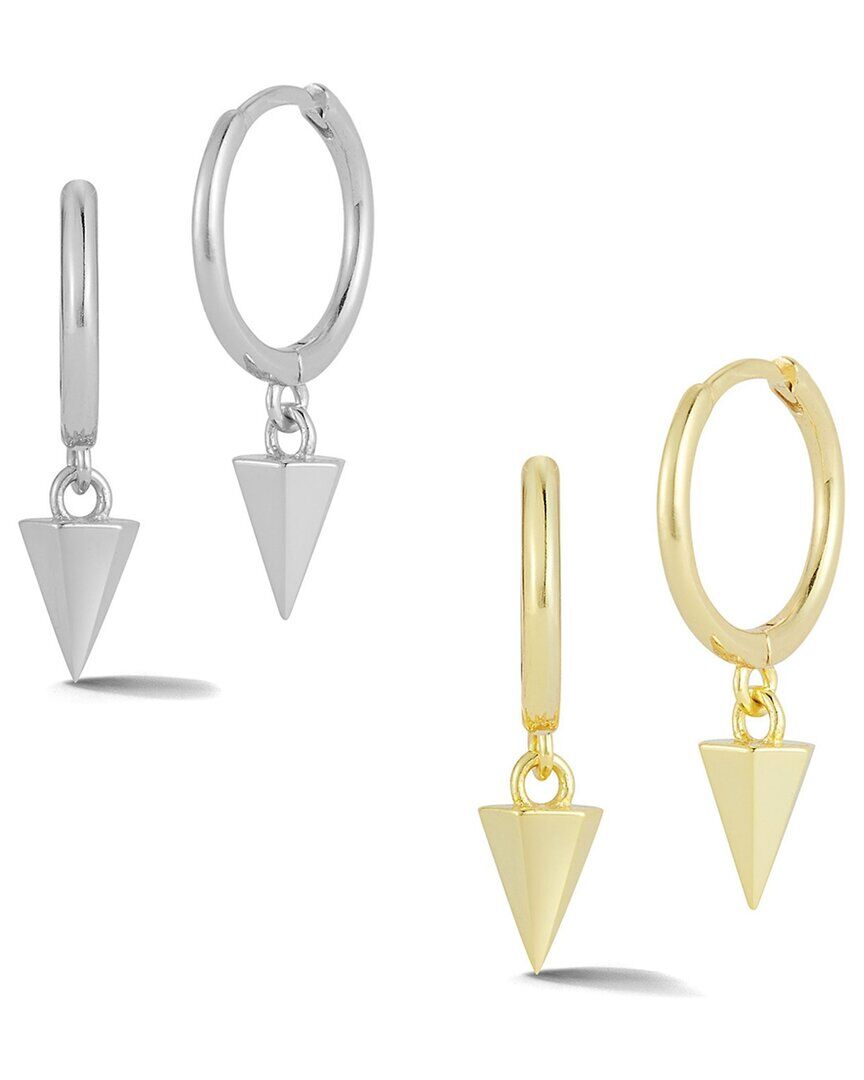Glaze Jewelry Silver Charm Huggie Earrings Set NoColor NoSize