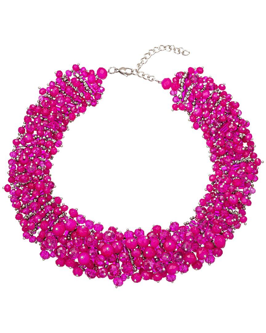 Eye Candy LA Glass Crystal Hazel Hot Pink Collar Necklace NoColor NoSize