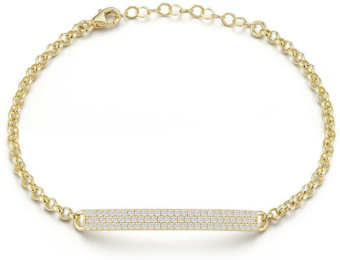 Glaze Jewelry 14K Over Silver CZ ID Bracelet NoColor NoSize