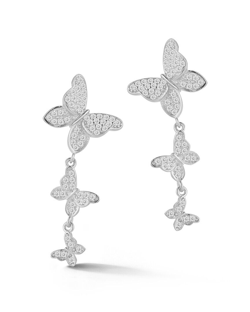 Glaze Jewelry Rhodium Plated CZ Butterfly Studs NoColor NoSize