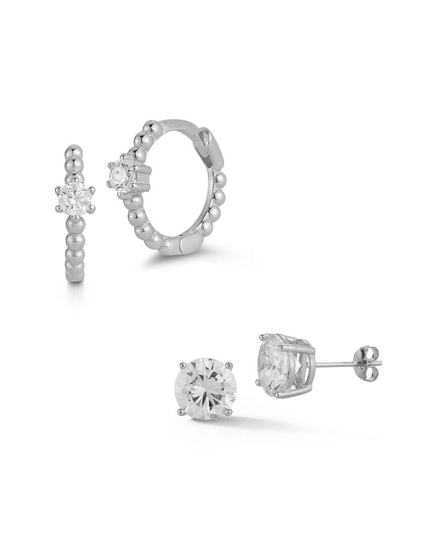 Glaze Jewelry Silver CZ Huggie Earrings Set NoColor NoSize