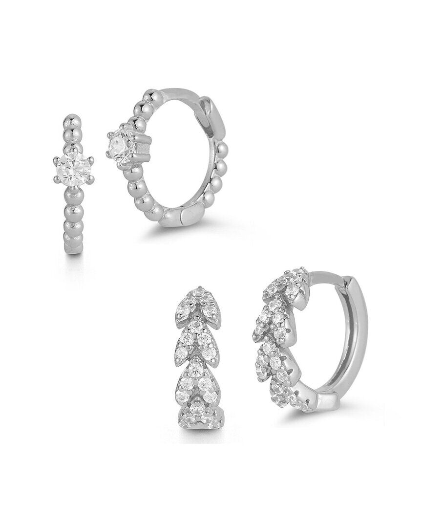 Glaze Jewelry Silver CZ Huggie Earrings Set NoColor NoSize
