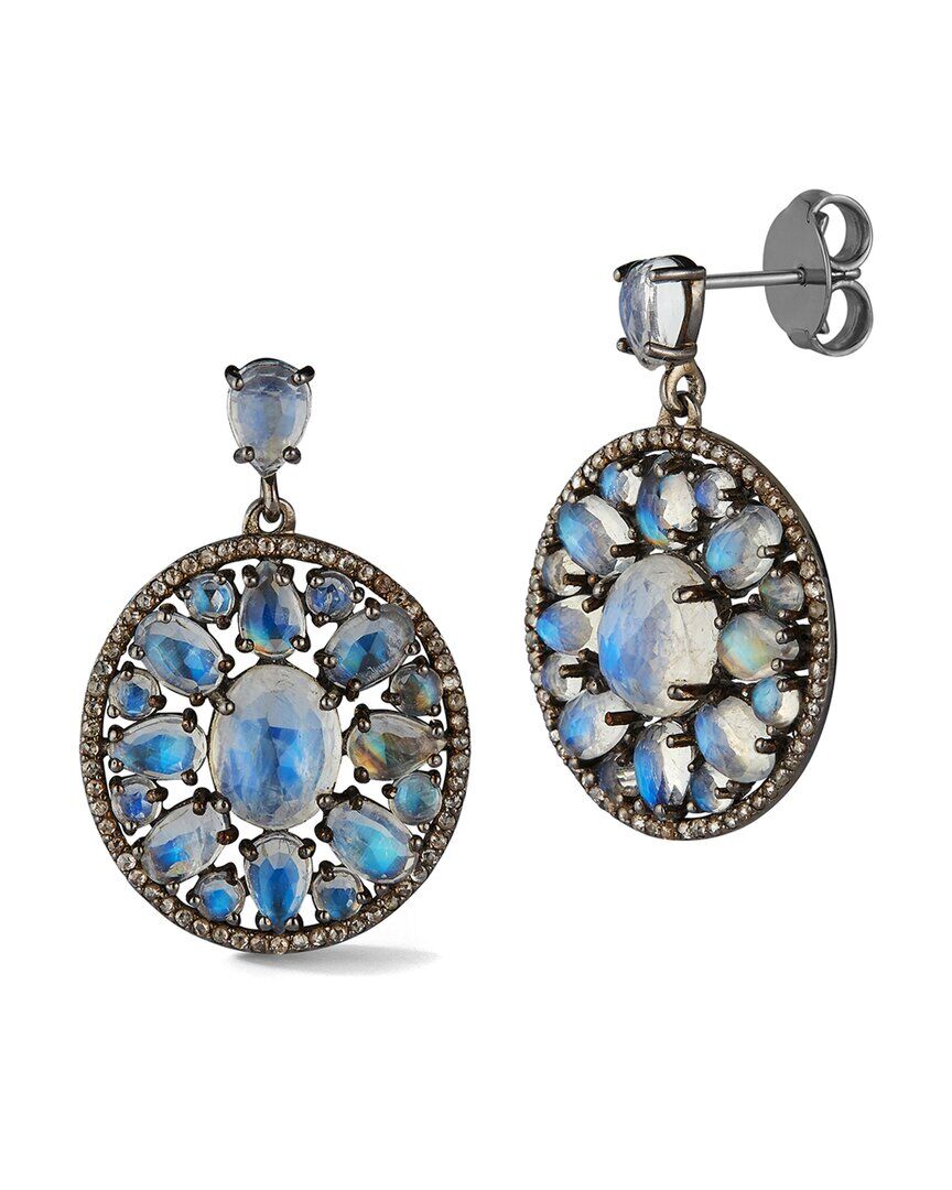Banji Jewelry Silver 16.60 ct. tw. Diamond & Moon Stone Drop Earrings NoColor NoSize