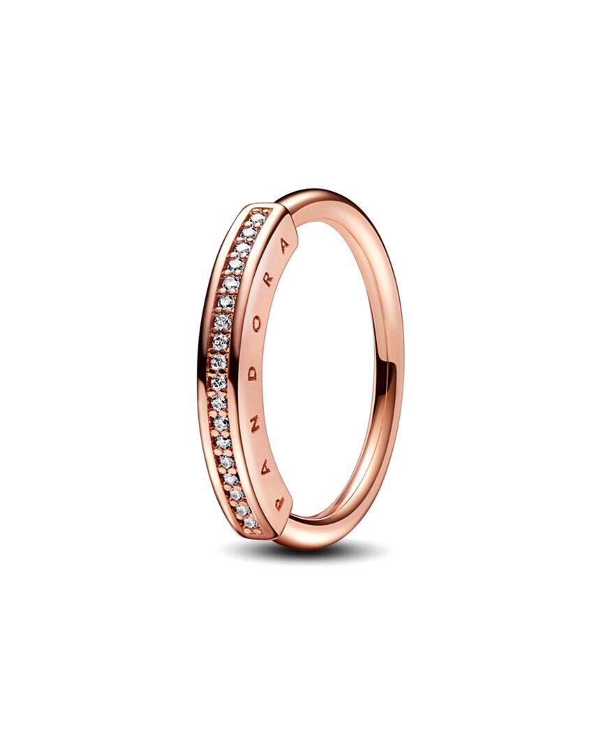 Pandora signature 14K Rose Gold Plated CZ Signature ID Ring NoColor 50