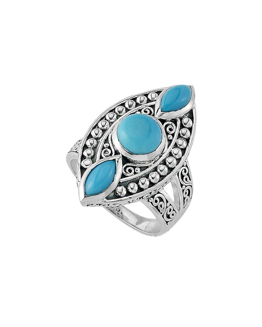 Samuel B. Silver 1.57 ct. tw. Sleeping Beauty Turquoise Split Shank Ring NoColor 10