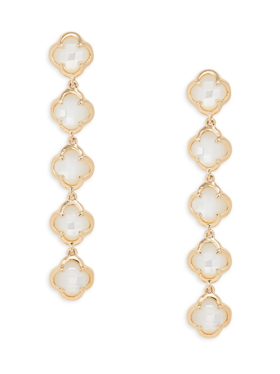 Photos - Other Jewellery Effy Women's 14K Yellow Gold & Mother of Pearl Clover Dangle Earrings - fe