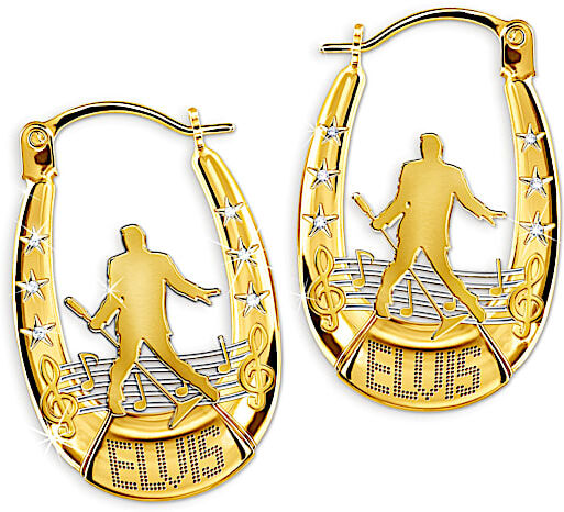 The Bradford Exchange Elvis Presley Hoop Earrings With Crystals