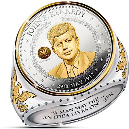 Bradford Authenticated John F Kennedy 100th Anniversary Silver Coin Ring with Special Privy Mark