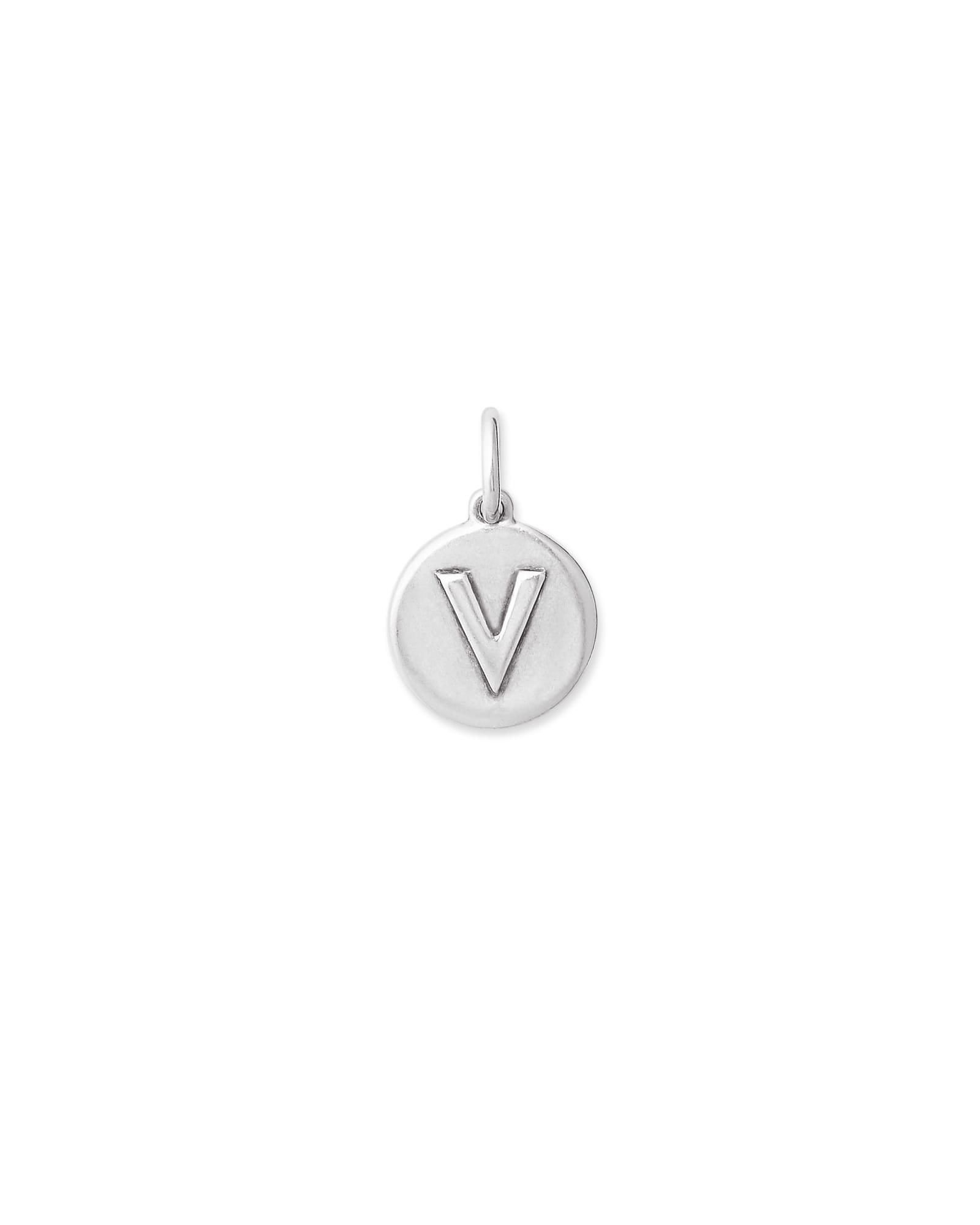 Kendra Scott Letter V Coin Charm in Oxidized Sterling Silver   Metal