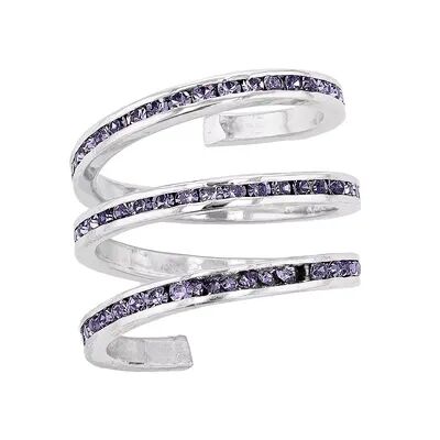 Traditions Jewelry Company Fine Silver Plated Purple Crystal Accent Three Row Spiral Ring, Women's, Size: 5
