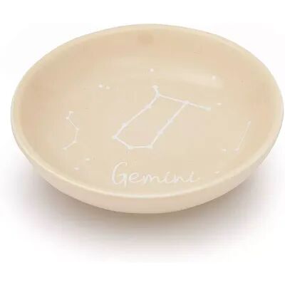 Juvale Ceramic Jewelry Tray, Gemini Zodiac Sign Trinket Tray (3.5 Inches, Khaki), Beige