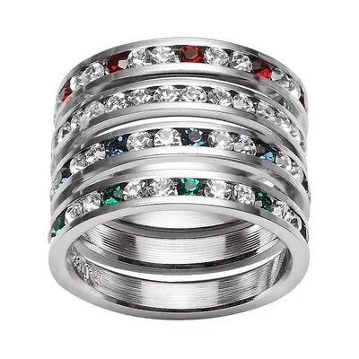 Traditions Jewelry Company Traditions Sterling Silver Crystal Eternity Ring Set, Women's, Size: 8, Multicolor