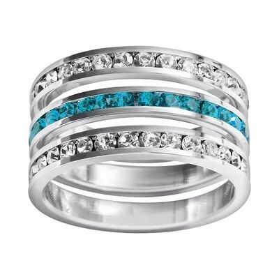 Traditions Jewelry Company Sterling Silver Crystal Eternity Ring Set, Women's, Size: 8, Multicolor
