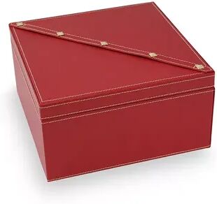 Bey-Berk Stud Leather Jewelry Box, Women's, Red