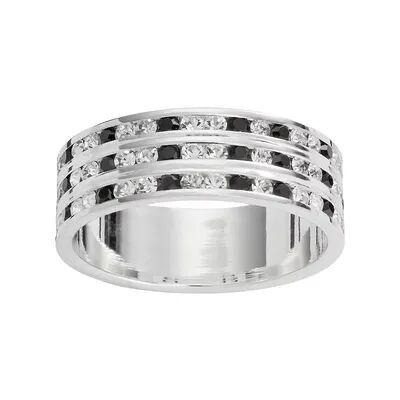 Traditions Jewelry Company Traditions Silver Plate Black and White Crystal Multirow Ring, Women's, Size: 9
