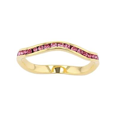Traditions Jewelry Company 18k Gold Over Silver Birthstone Crystal Wave Ring, Women's, Size: 10, Pink