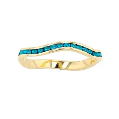 Traditions Jewelry Company 18k Gold Over Silver Birthstone Crystal Wave Ring, Women's, Size: 6, Blue