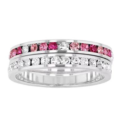 Traditions Jewelry Company Pink & White Crystal Stackable Ring Duo, Women's, Size: 8
