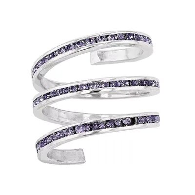 Traditions Jewelry Company Fine Silver Plated Purple Crystal Accent Three Row Spiral Ring, Women's, Size: 7