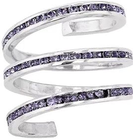 Traditions Jewelry Company Fine Silver Plated Purple Crystal Accent Three Row Spiral Ring, Women's, Size: 8