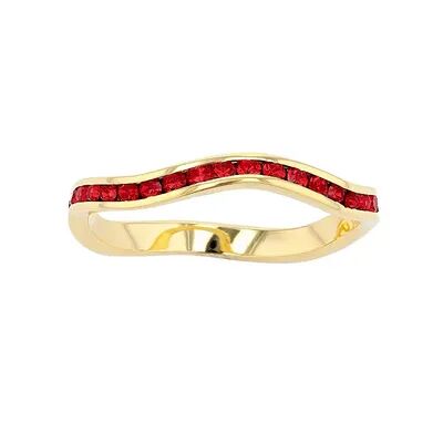 Traditions Jewelry Company 18k Gold Over Silver Birthstone Crystal Wave Ring, Women's, Red