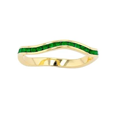 Traditions Jewelry Company 18k Gold Over Silver Birthstone Crystal Wave Ring, Women's, Size: 9, Green