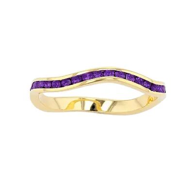 Traditions Jewelry Company 18k Gold Over Silver Birthstone Crystal Wave Ring, Women's, Size: 9, Purple