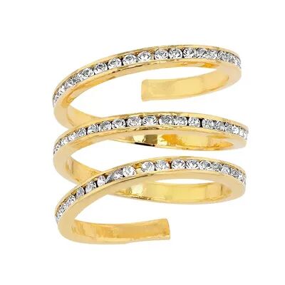 Traditions Jewelry Company 18k Gold Over Fine Silver Plated Three Row Spiral Crystal Accent Ring, Women's, Size: 5, Yellow