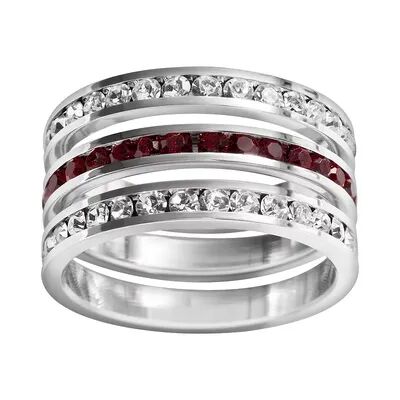 Traditions Jewelry Company Sterling Silver Crystal Eternity Ring Set, Women's, Size: 9, Multicolor
