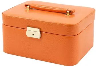 Bey-Berk Lizard Leather Jewelry Box, Valet and Travel Case Set, Women's, Orange