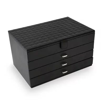 Bey-Berk Leather Jewelry Box, Women's, Black