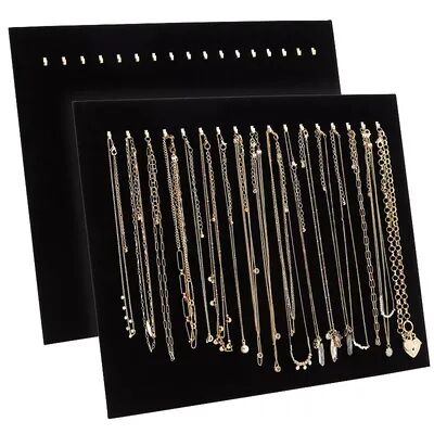 Bright Creations 2 Pack Jewelry Display Boards with Hooks, Black Velvet Boutique Necklace Stands for Pop Up Shop (14.6 x 11.9 x 4.5 In), Women's, Grey