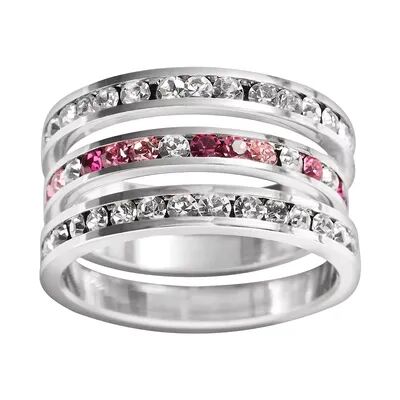 Traditions Jewelry Company Sterling Silver Crystal Eternity Ring Set, Women's, Size: 8, Multicolor