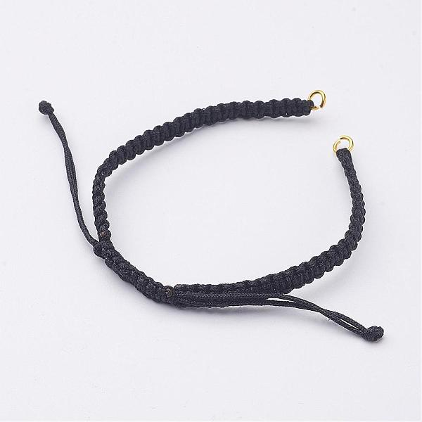 Nylon DIY Bracelet Making, with Brass Rings, Golden, Black, 140~175x4~7.5mm - Beadpark.com