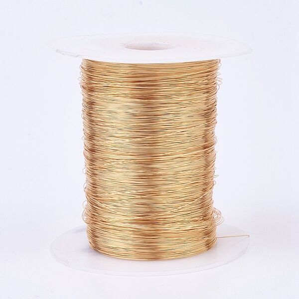 Eco-Friendly Copper Wire, Copper Beading Wire for Jewelry Making, Long-Lasting Plated, Real 18K Gold Plated, 28 Gauge, 0.3mm, about 3215.22 Feet(980m)/500g - Beadpark.com