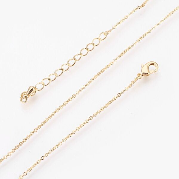 Brass Cable Chain Necklaces Making, with Lobster Claw Clasp, Real 18K Gold Plated, 17.51 inch(44.5cm) - Beadpark.com