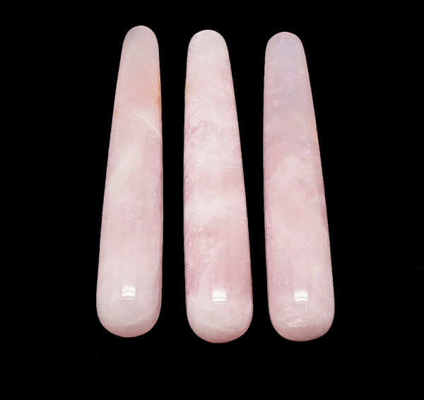 Natural Rose Quartz Massage Sticks, Massage Wand, Massage Tools, Cone, 100~111x19~25mm - Beadpark.com