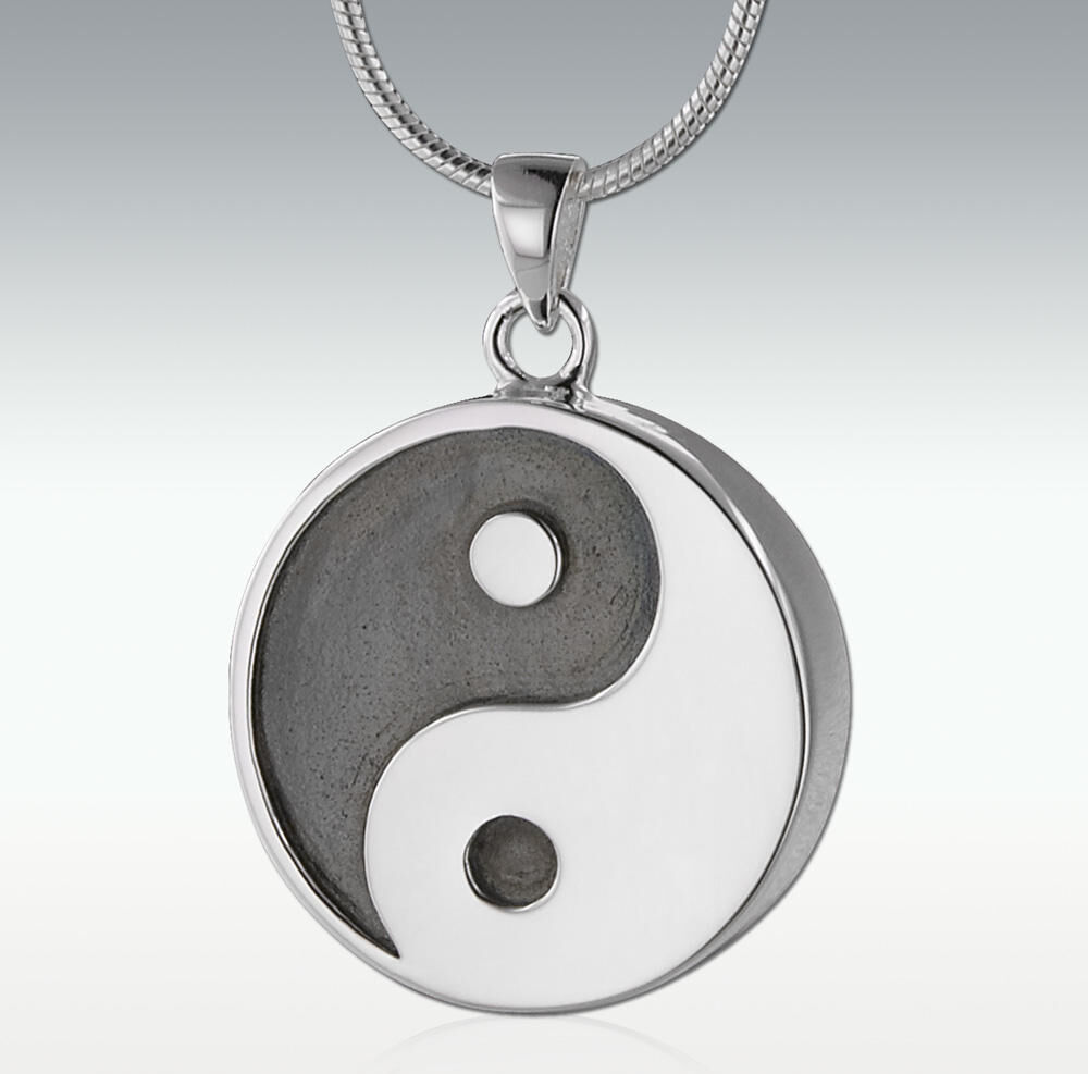 Perfect Memorials Yin-Yang 14k White Gold Cremation Jewelry - Engravable