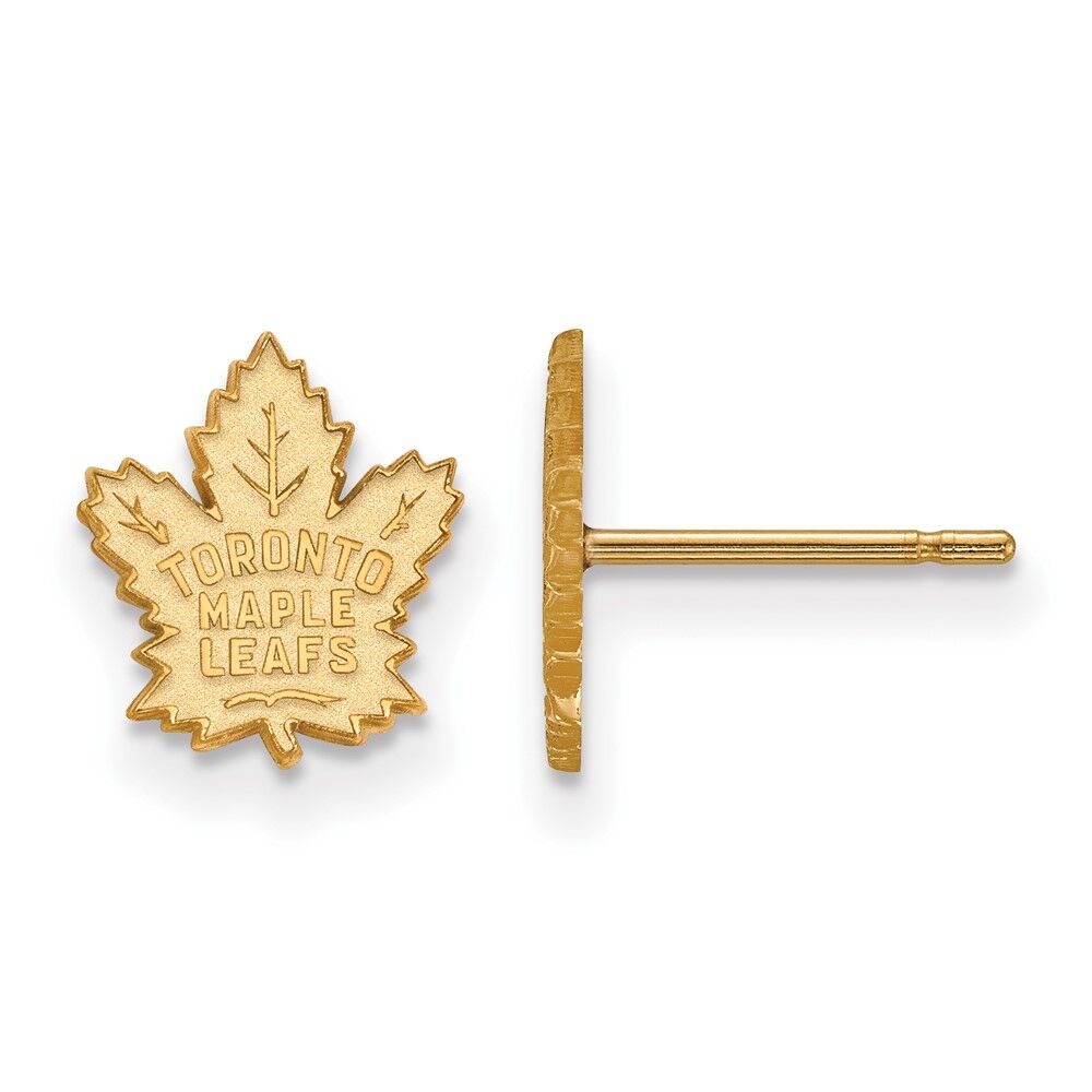 LogoArt SS 14k Yellow Gold Plated NHL Toronto Maple Leafs XS Post Earrings